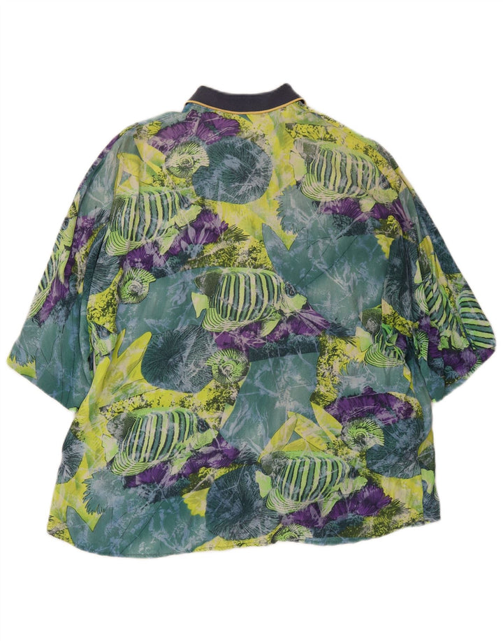 CARREL Camicia a maniche corte da uomo con motivo astratto piccolo multicolore