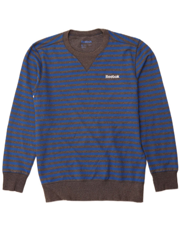 REEBOK Felpa da uomo Maglione piccolo in cotone a righe blu
