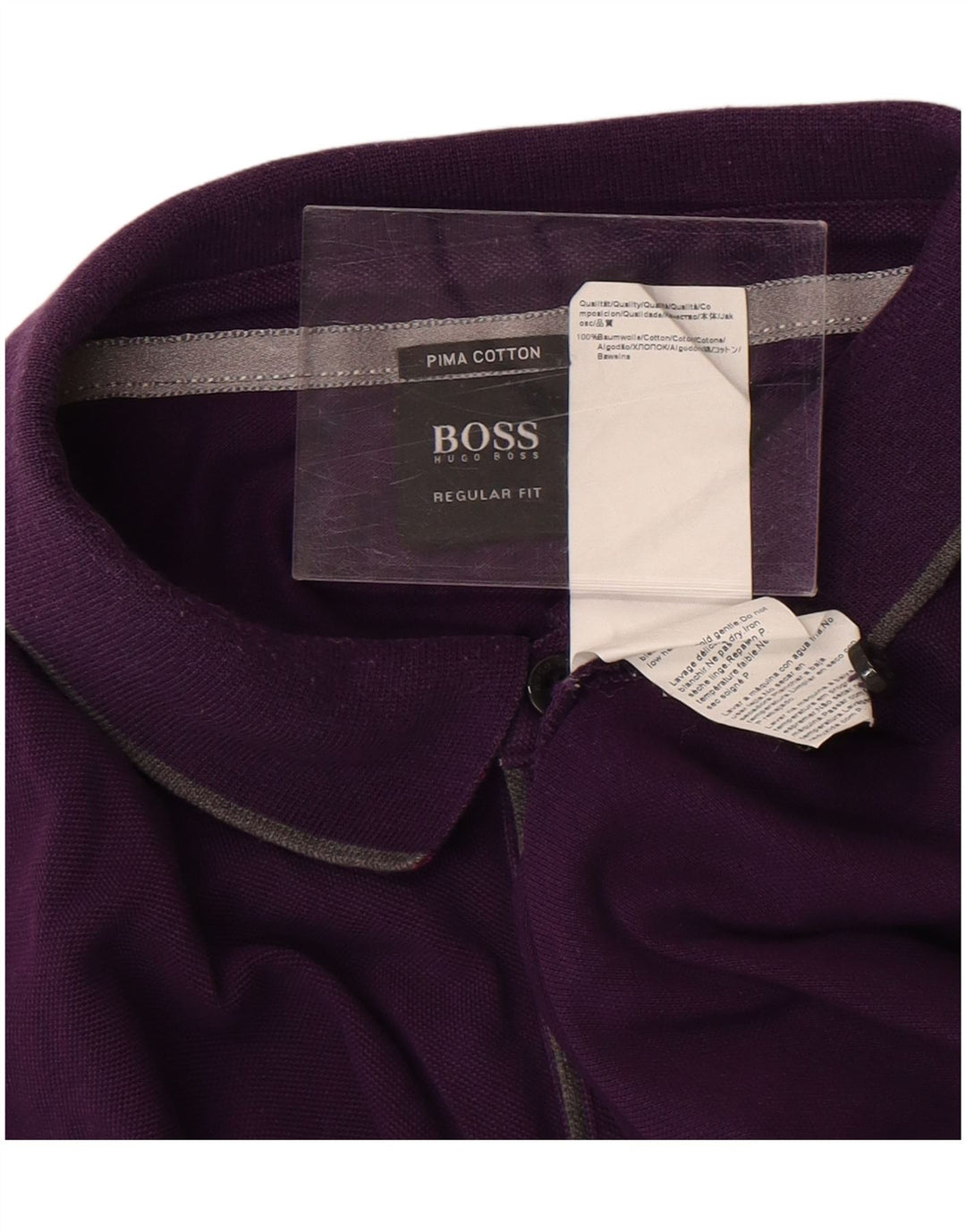 Polo Hugo Boss da uomo con vestibilità regolare, grande, in cotone viola