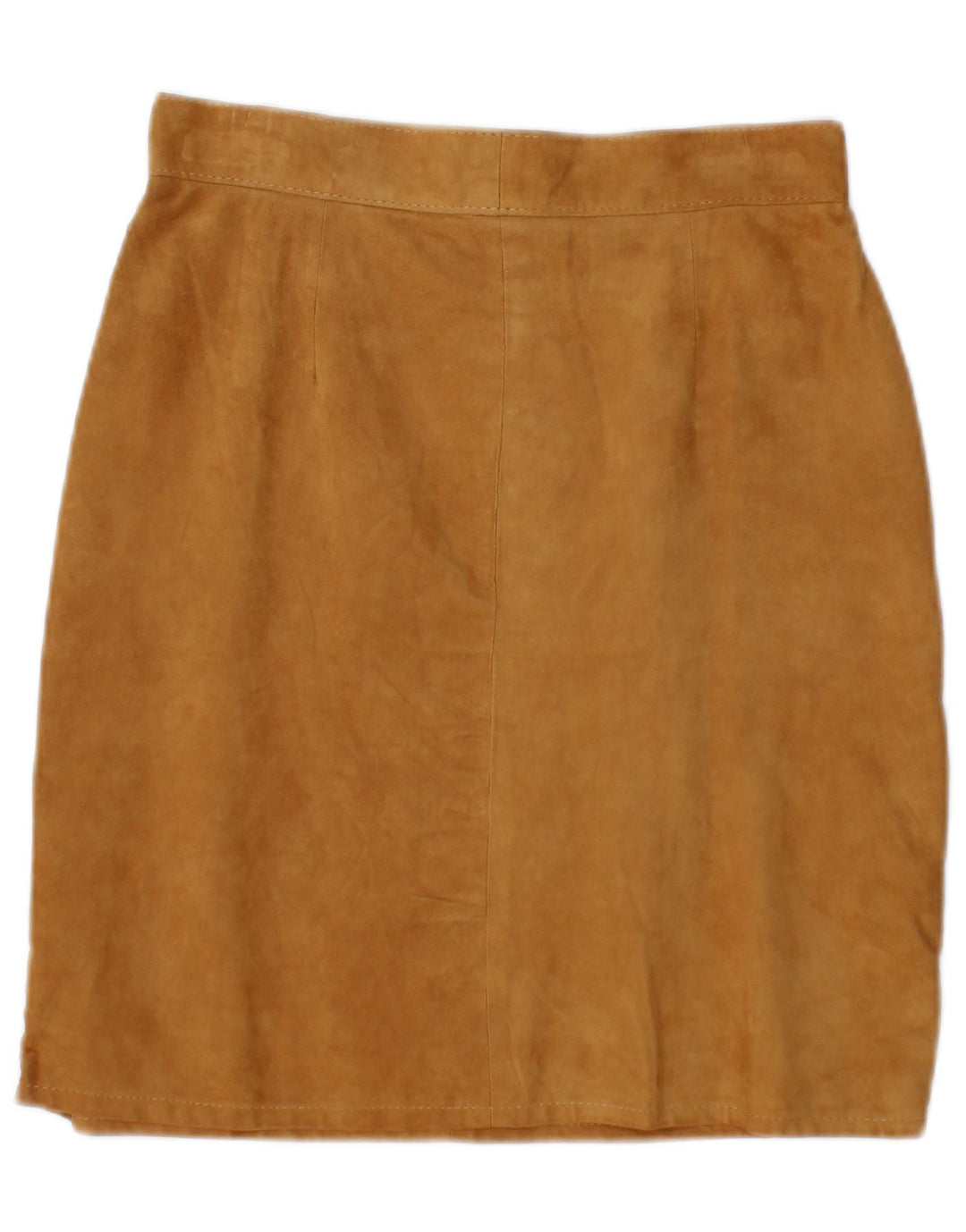 Gonna vintage in pelle scamosciata da donna IT 42 media W28 in pelle beige