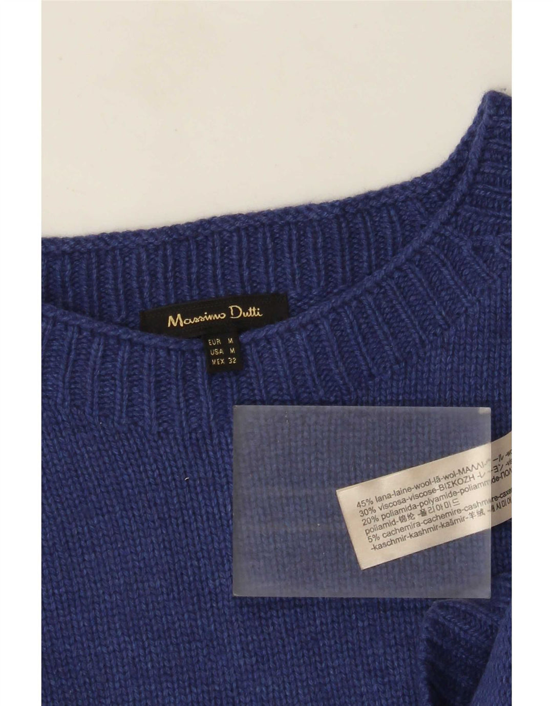 Massimo Dutti Maglione da donna con scollo a barchetta UK 14 Lana medio blu navy