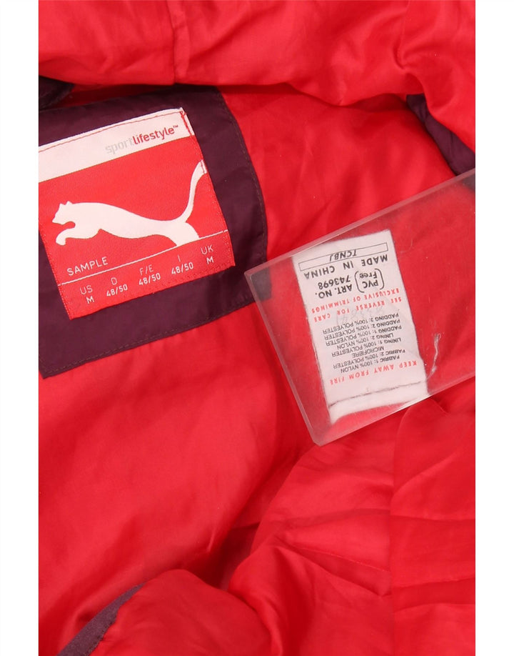 Giacca imbottita da donna Puma UK 14 nylon color block medio bordeaux