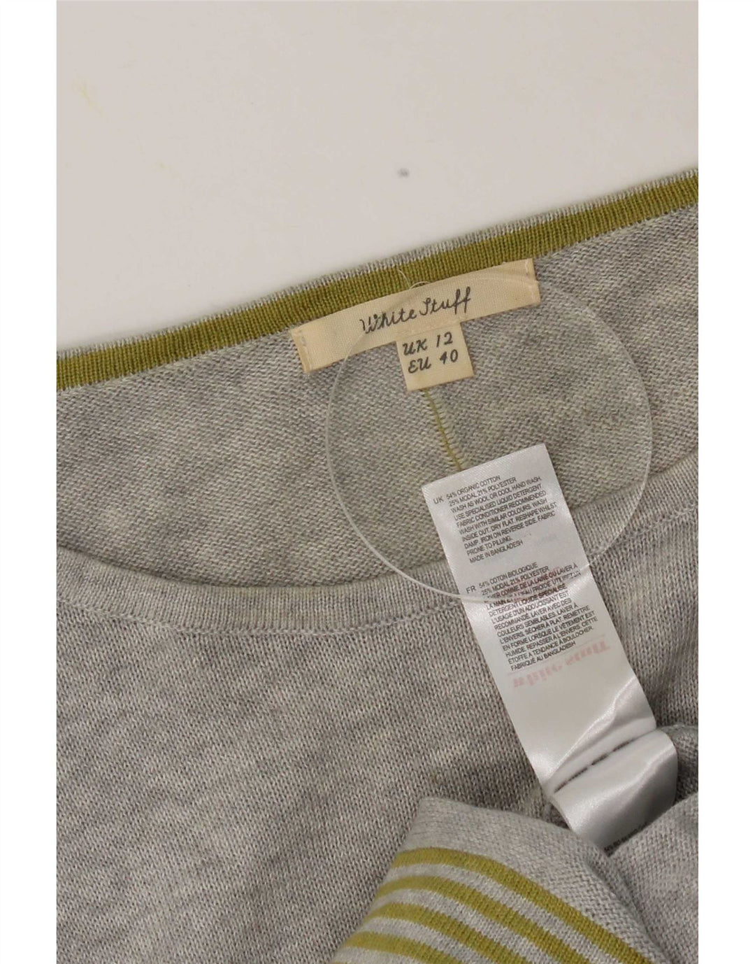 Maglione maglione con scollo a barca da donna White Stuff UK 12 Blocco colore grigio medio