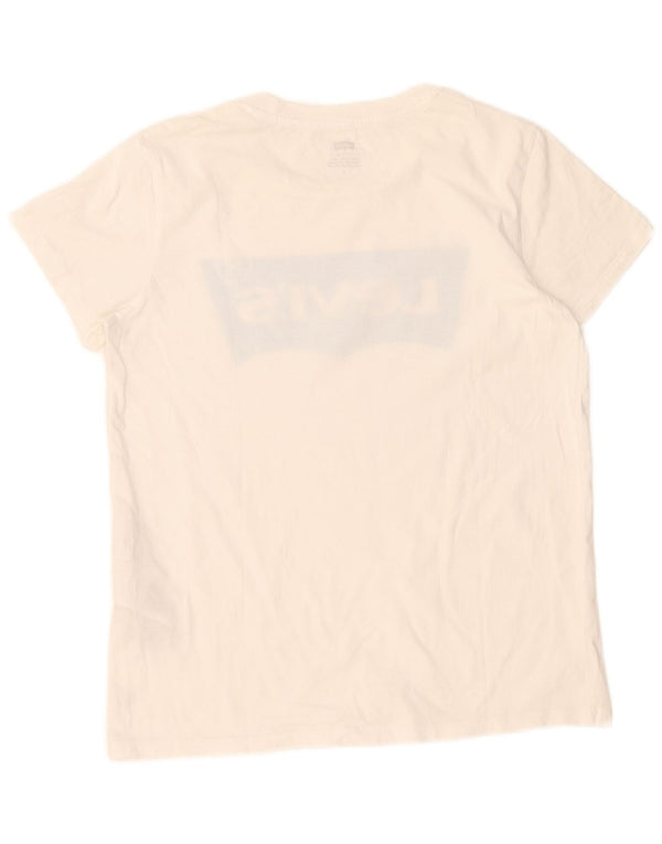 T-shirt grafica da donna Levi's Top UK 12 cotone bianco medio
