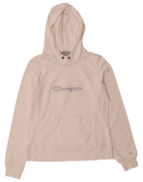 Felpa con cappuccio grafica Champion Heritage Classics da donna UK 14 Medium White