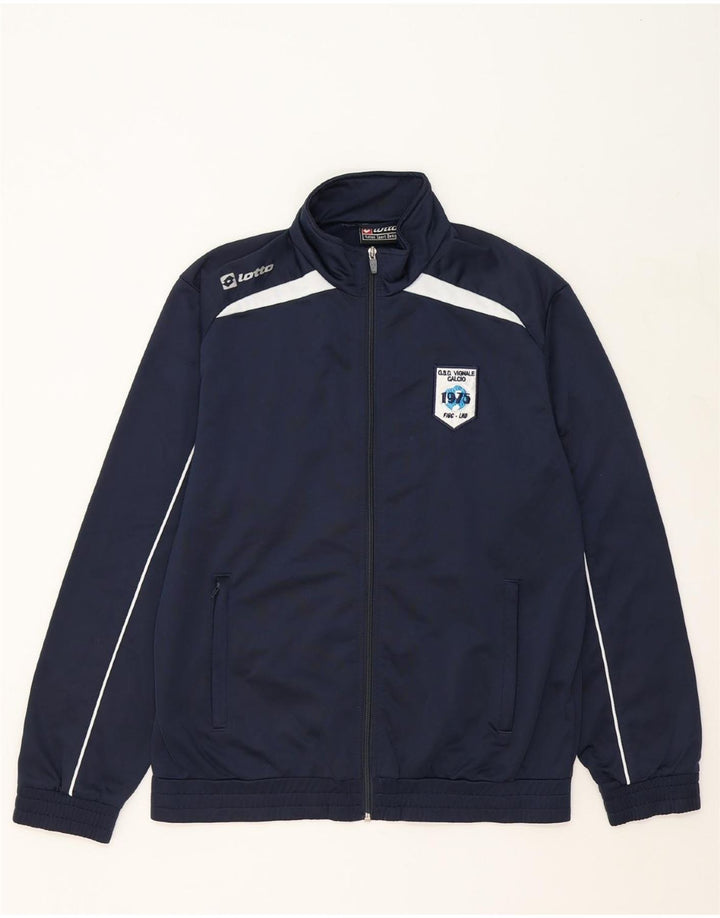 LOTTO Mens Tracksuit Top Jacket Large Navy Blue Colourblock Vintage Lotto and Second-Hand Lotto from Messina Hembry 