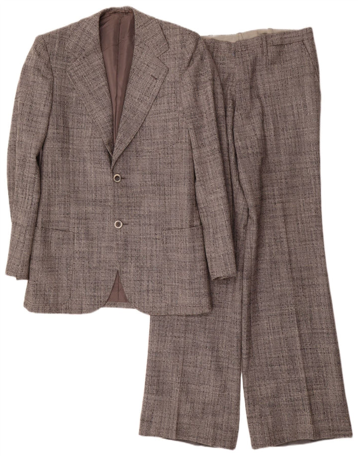 Abito vintage da uomo a 2 bottoni UK 38 medio W30 L34 grigio chiazzato