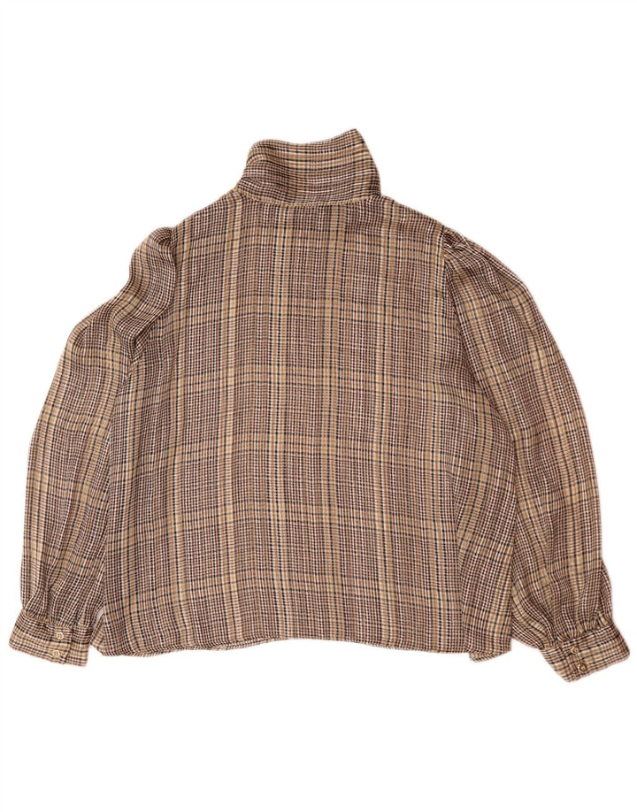 Camicia Zara da donna a maniche lunghe, pullover, camicetta UK 16, quadri marroni grandi