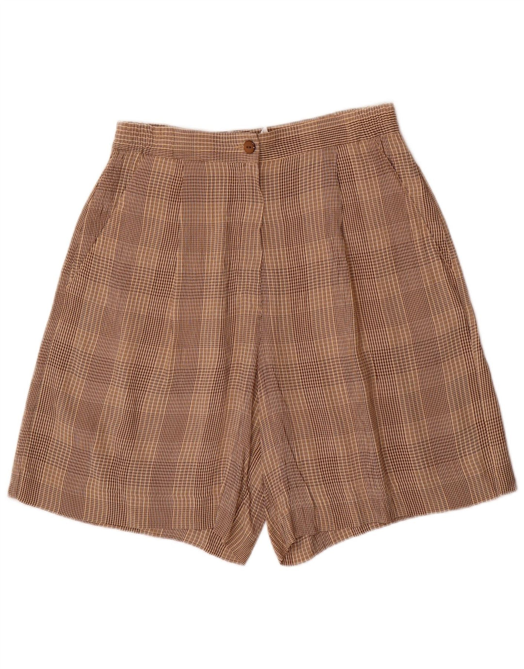 Set da donna VINTAGE a 4 bottoni e 2 pezzi UK 10 piccolo W28 acetato a quadri marrone