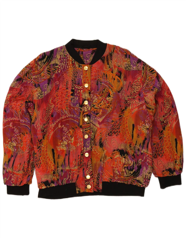 Giubbotto bomber vintage da donna con motivo astratto UK 18 XL multicolore