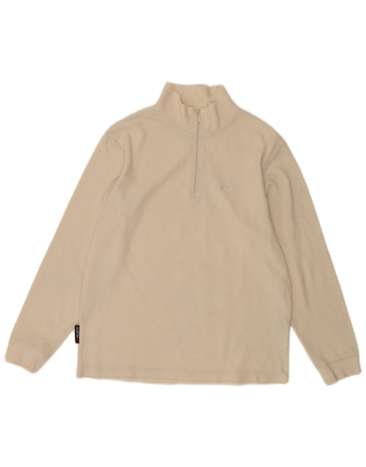 Maglione in pile da uomo Invicta con zip e collo, grande, in poliestere bianco sporco
