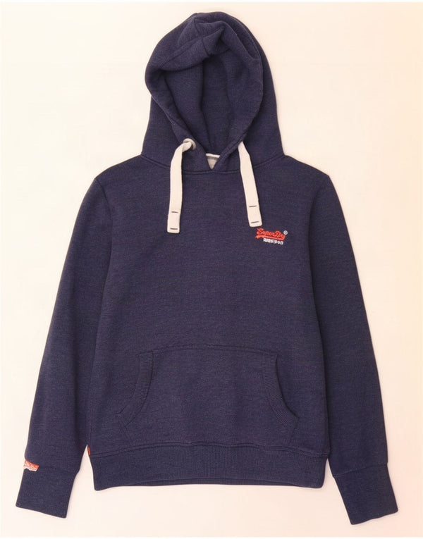 Felpa con cappuccio da donna Superdry UK 10 Small Blu Navy Cotone