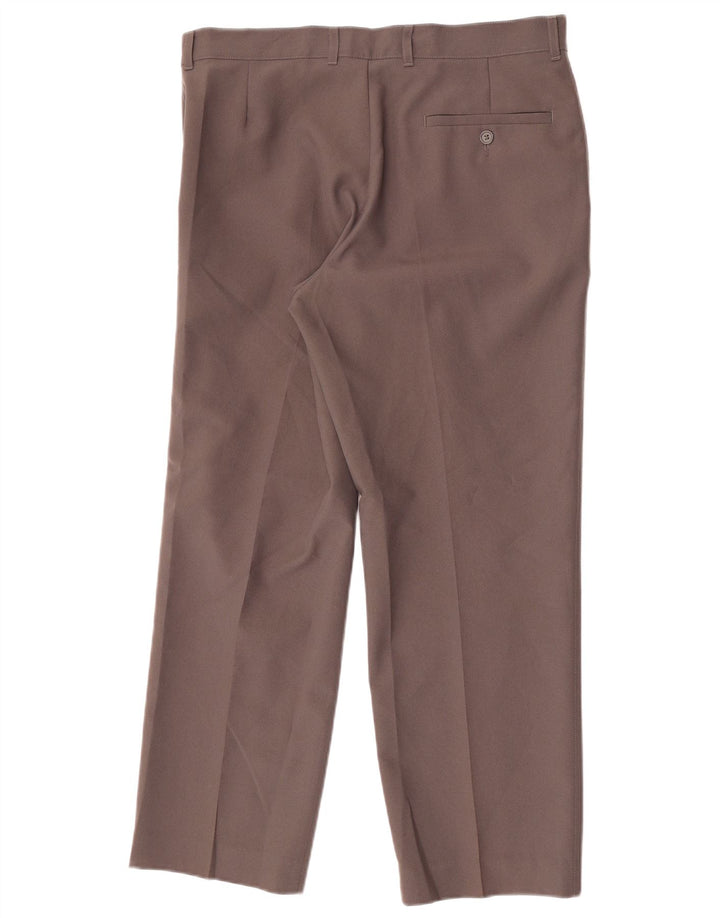 Pantaloni chino dritti da uomo Marks & Spencer W34 L29 poliestere marrone