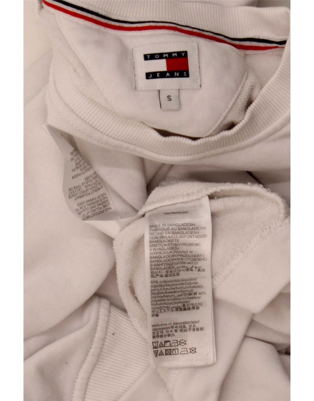 Felpa oversize con grafica da donna Tommy Hilfiger Maglione UK 10 Small Bianco