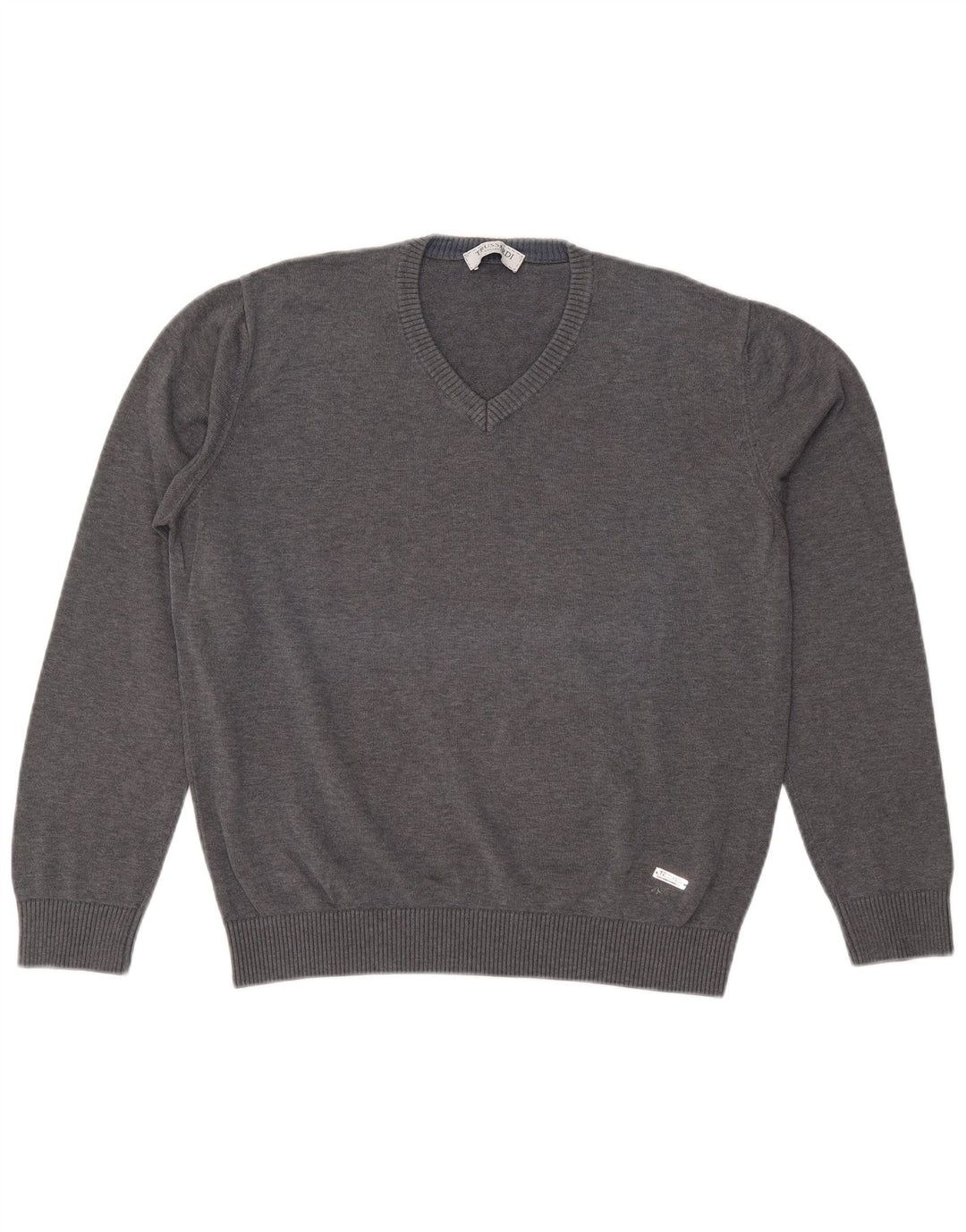 Maglione Trussardi Uomo Scollo a V Large in Cotone Grigio