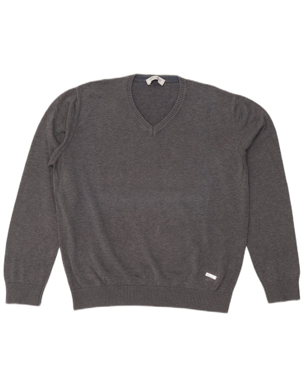Maglione Trussardi Uomo Scollo a V Large in Cotone Grigio