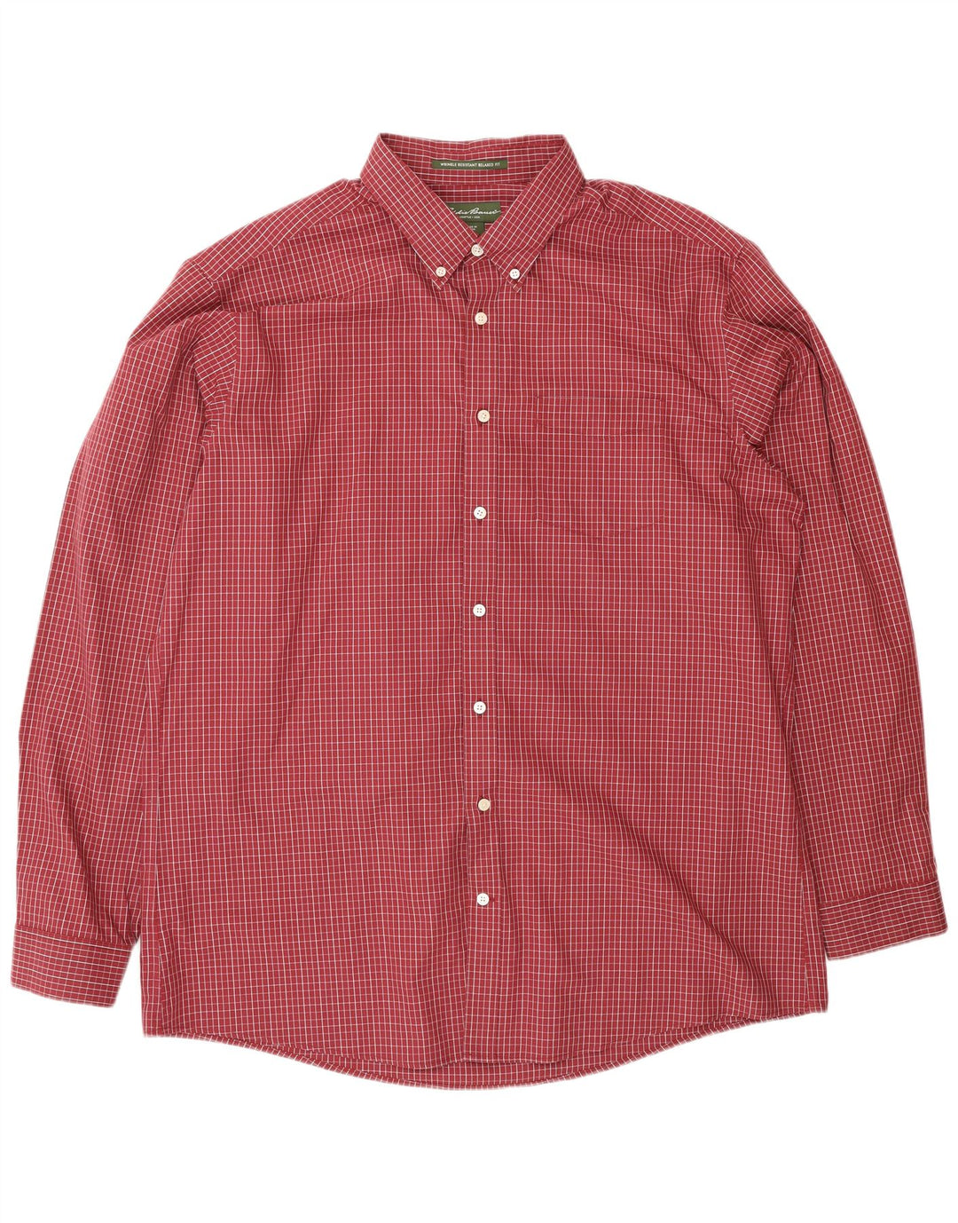 Camicia da uomo a quadri rilassata Eddie Bauer XL in cotone a quadri bordeaux