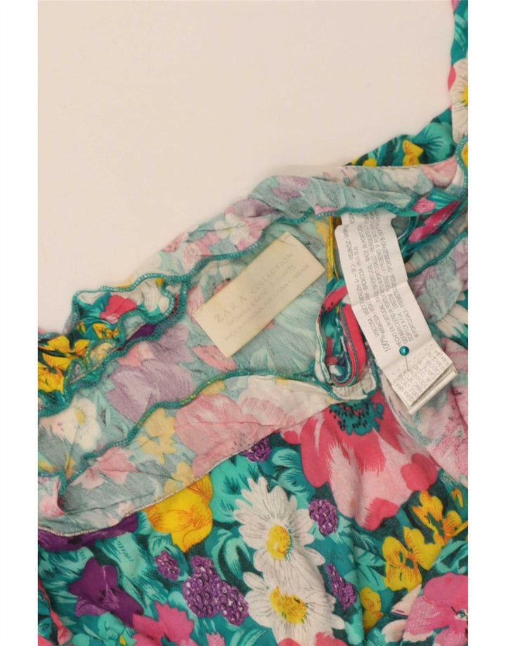 Top Zara da donna con spalle scoperte UK 10 piccolo viscosa floreale multicolore
