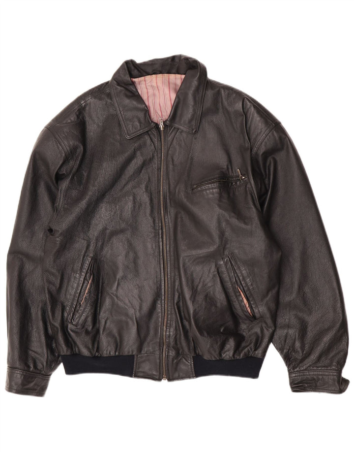 Giacca in pelle vintage da uomo UK 42 XL in pelle nera