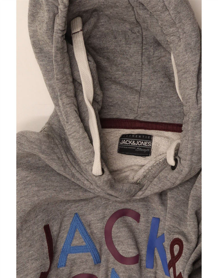 JACK & JONES Mens Graphic Hoodie Jumper XS Grey Vintage Jack & Jones and Second-Hand Jack & Jones from Messina Hembry 