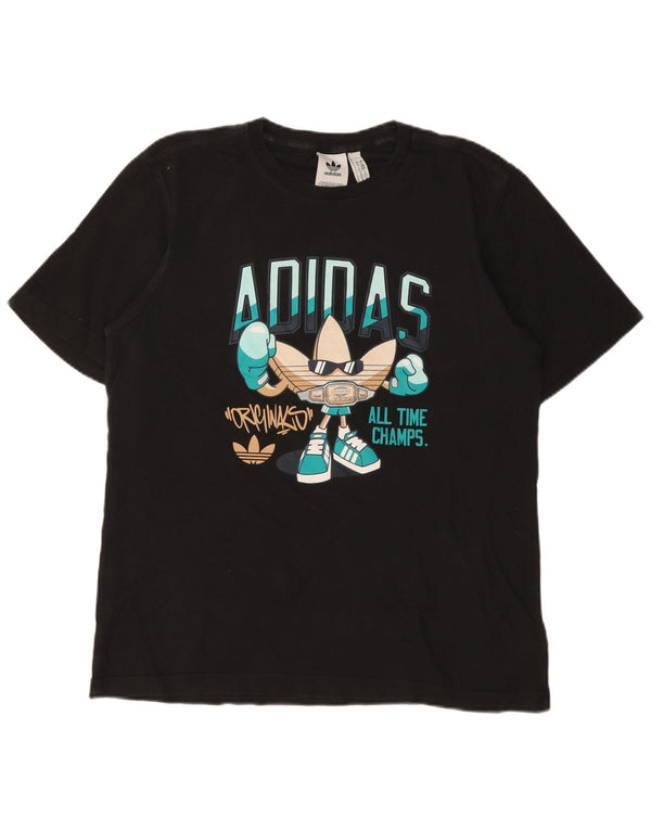T-shirt grafica da uomo Adidas Top in cotone nero medio