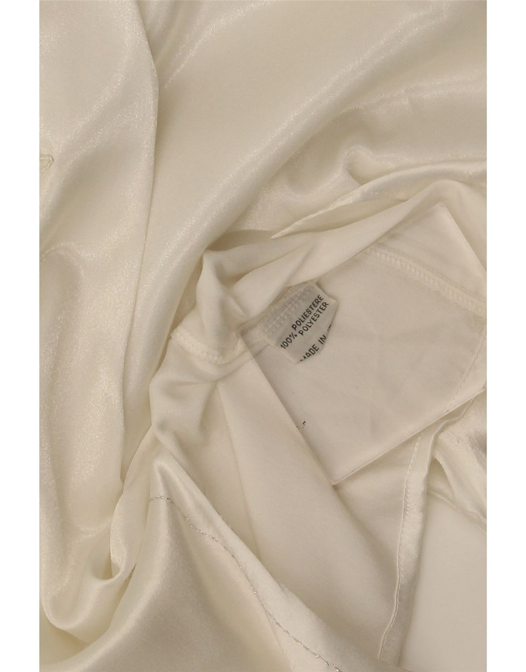Top camicetta a maniche lunghe da donna vintage UK 16 grande poliestere floreale bianco