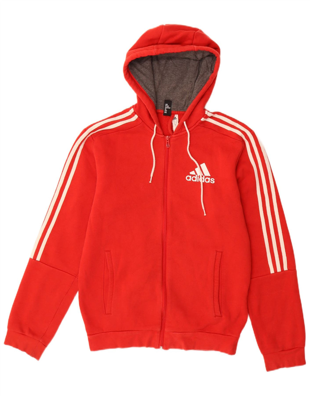 ADIDAS Mens Zip Hoodie Sweater Small Red Cotton