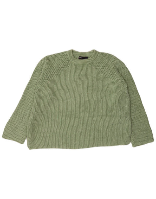 Maglione maglione girocollo da donna Marks & Spencer UK 16 grande cotone verde