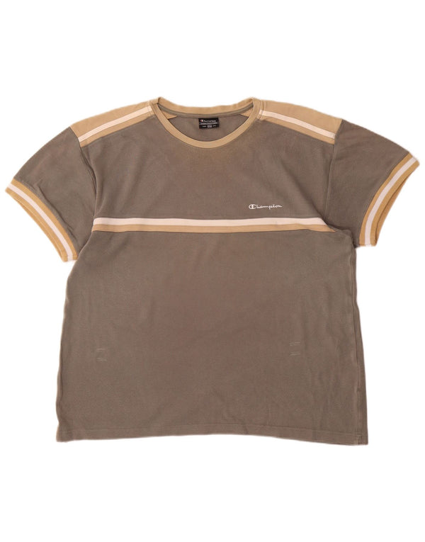 T-shirt da donna Champion Top UK 20 2XL Cotone color block grigio