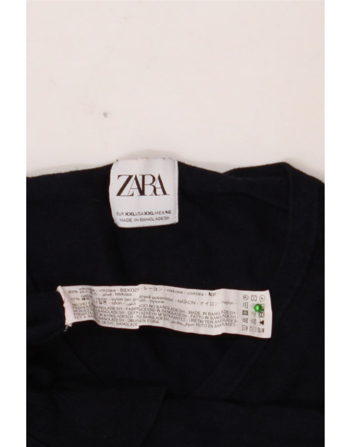 Maglione ZARA da Uomo con Scollo a V 2XL Blu Navy in viscosa