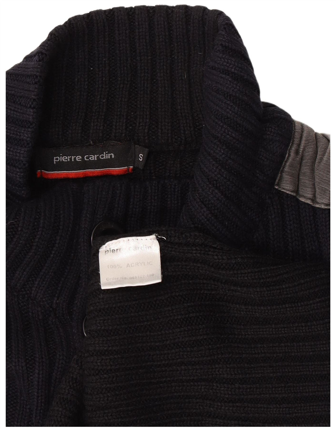 Pierre Cardin Maglione da uomo con collo a bottoni piccolo color block blu navy