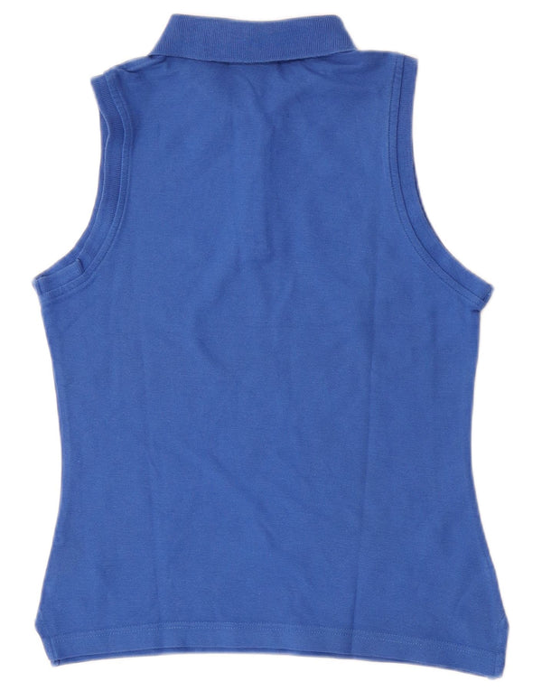 Fila Womens Sleeveless Polo Shirt UK 12 Medium Blue Cotton