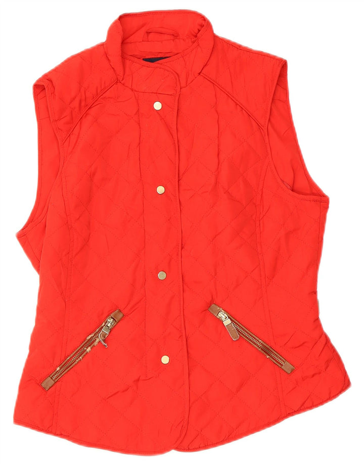 Zara Womens Quilted Gilet UK 12 Medium Red Polyester