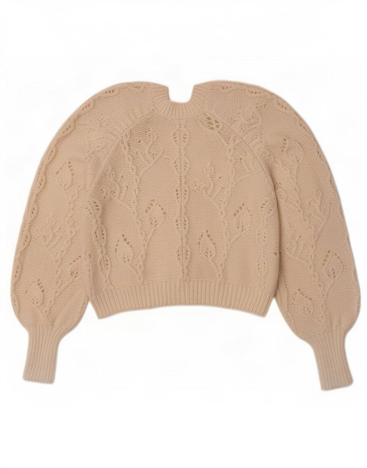 Maglione cardigan corto da donna Zara UK 10 piccolo poliestere bianco sporco