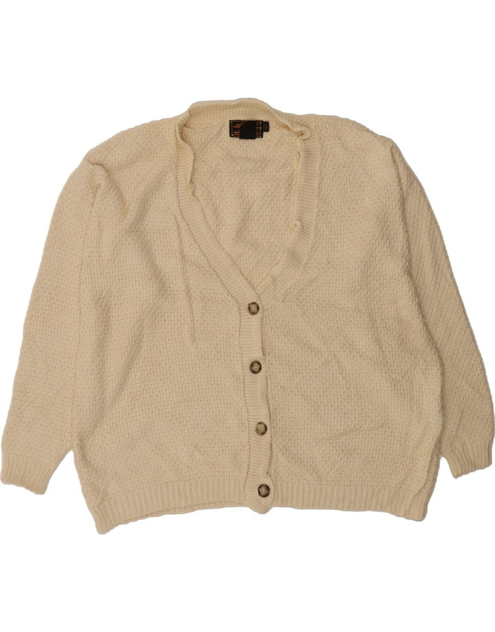 EDDIE BAUER Womens Cardigan Sweater UK 16 Large Beige Cotton Vintage Eddie Bauer and Second-Hand Eddie Bauer from Messina Hembry 