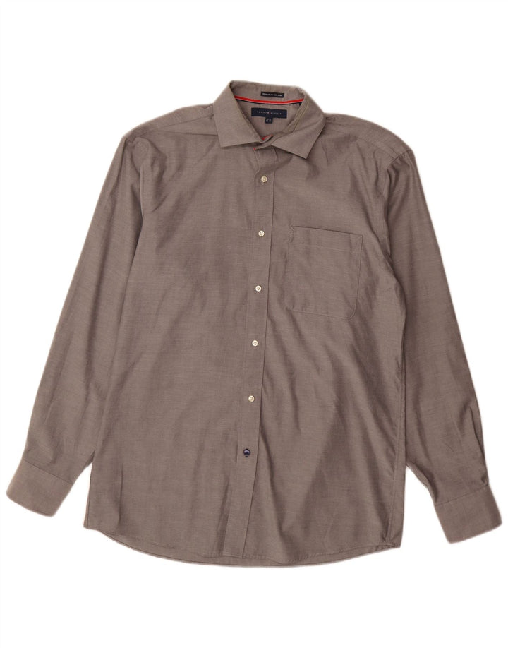 Camicia da uomo vestibilità regolare Tommy Hilfiger taglia 15 1/2 cotone grigio medio