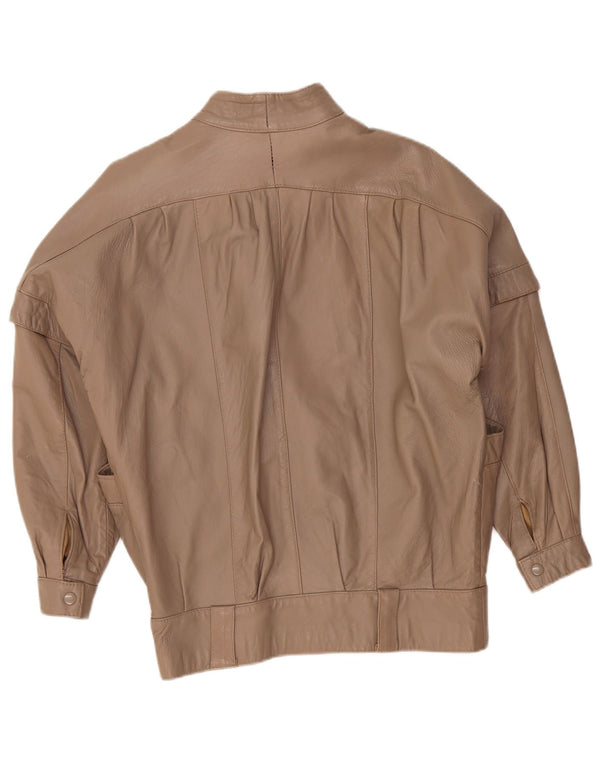 Giacca in pelle oversize da donna vintage UK 14 Marrone medio retrò
