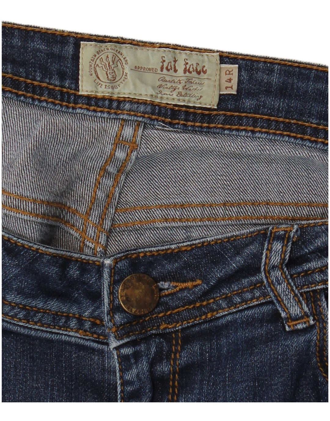 Jeans corti da donna Fat Face UK 14 Large W34 L24 Blu navy