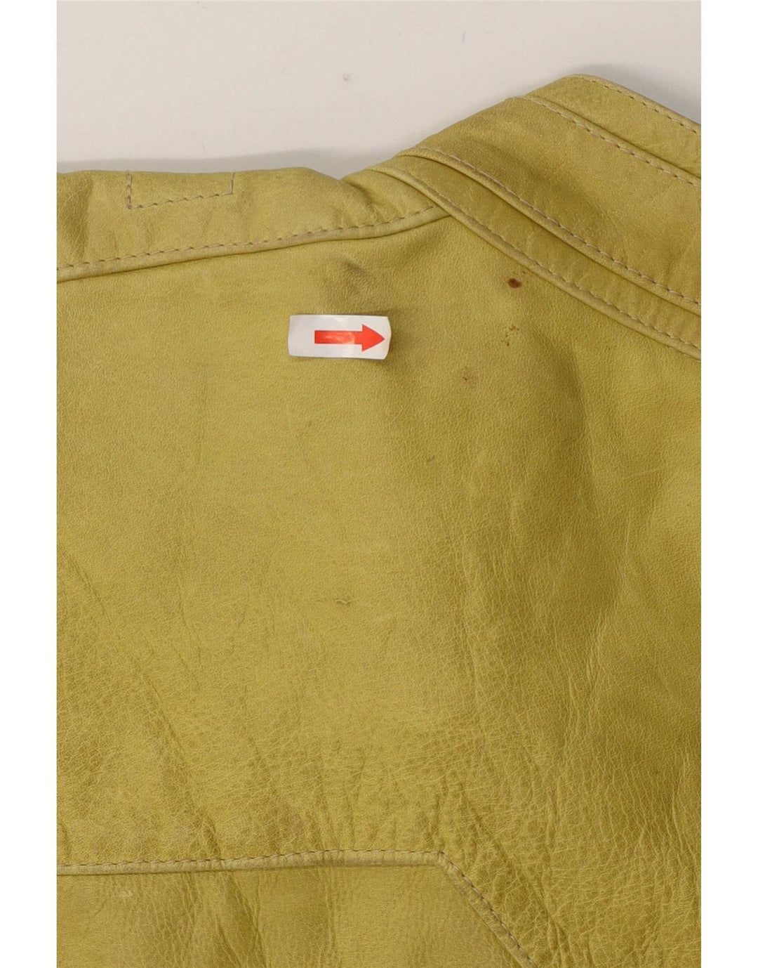 Giacca da motociclista in pelle vintage da donna UK 14 grande gialla