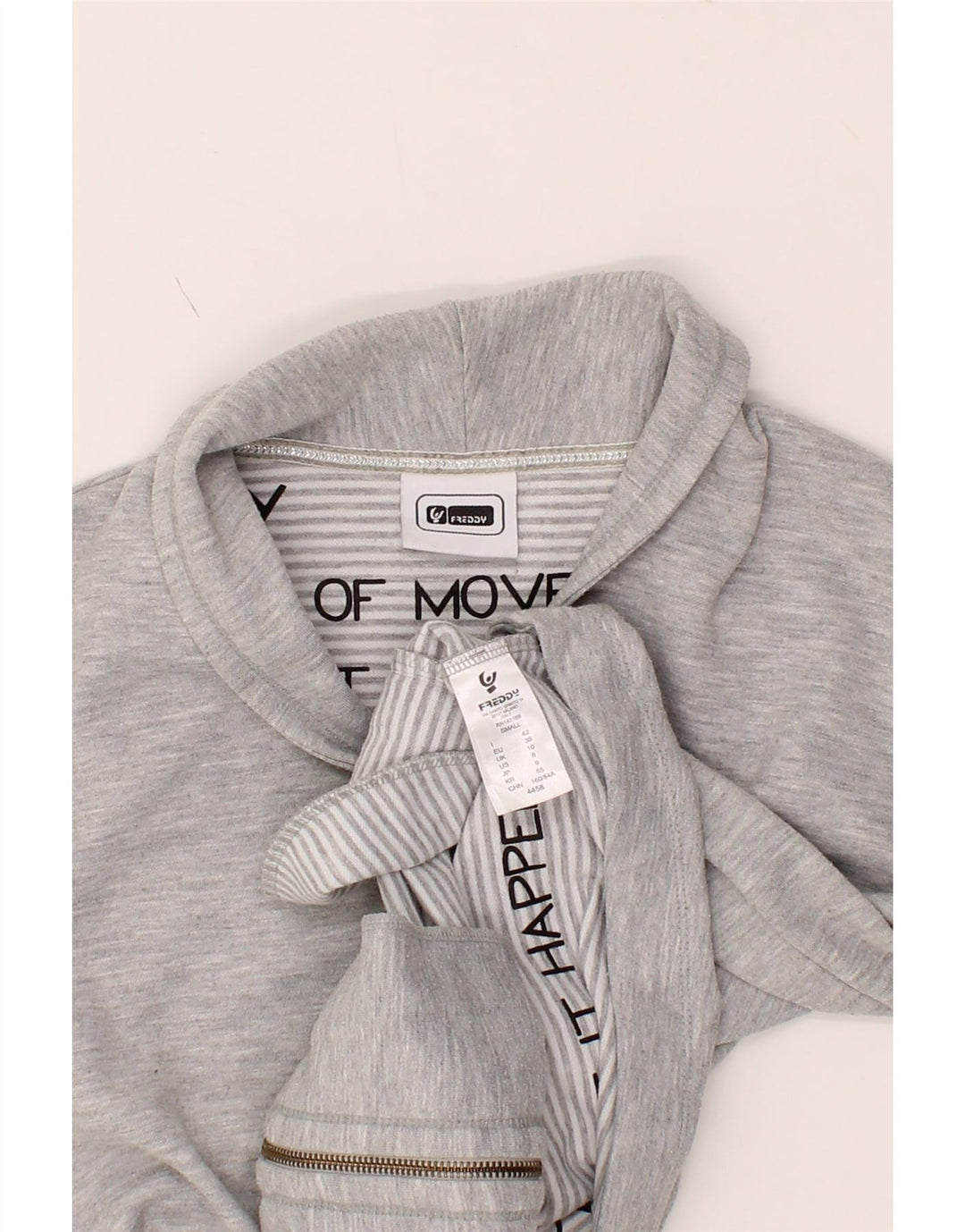 FREDDY Womens Tracksuit Top Jacket UK 10 Small Grey Cotton Vintage Freddy and Second-Hand Freddy from Messina Hembry 