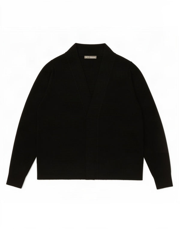 Marks & Spencer Womens Open Cardigan Sweater UK 18 XL Black Acrylic