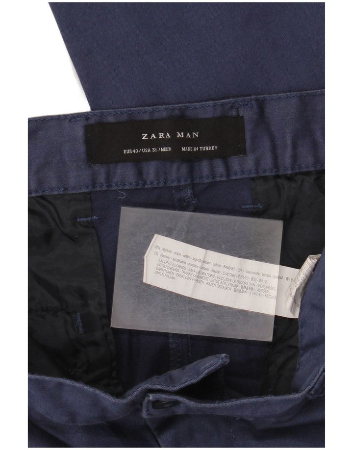 Pantaloni chino slim da uomo Zara EU 40 medio W31 L28 cotone blu navy