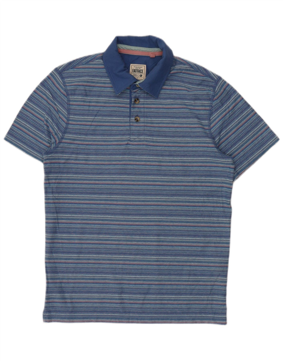 Polo da uomo FAT FACE in cotone a righe blu medio