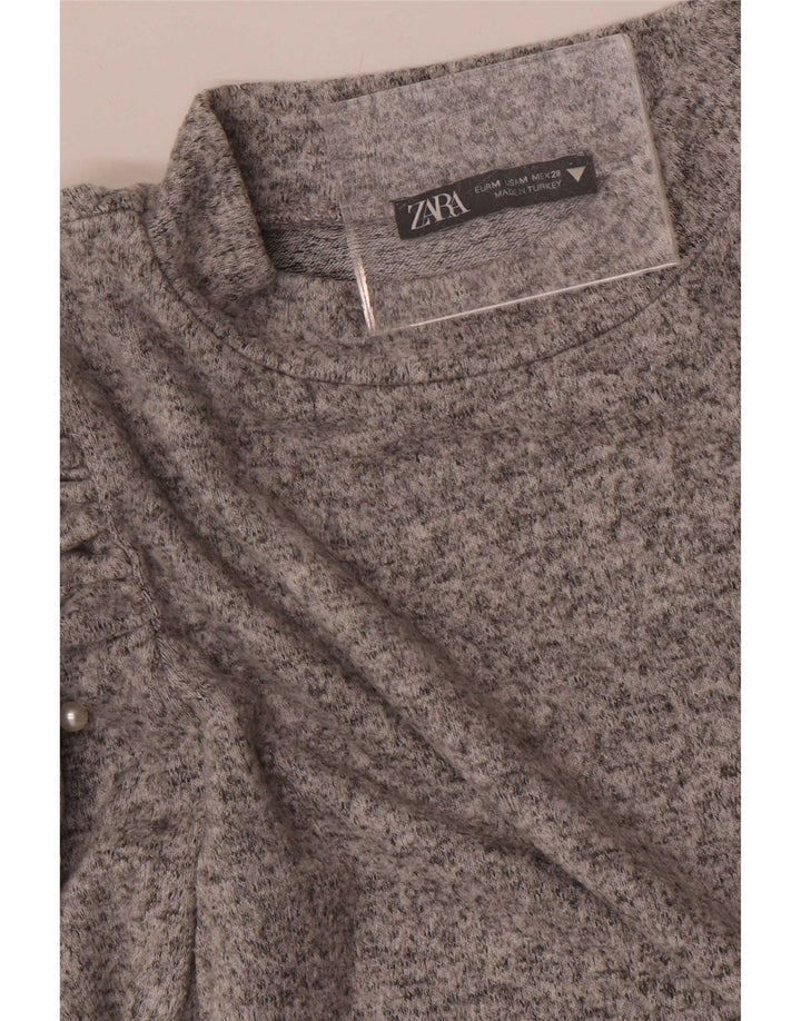 Top Zara da donna a maniche lunghe UK 12 Grigio medio