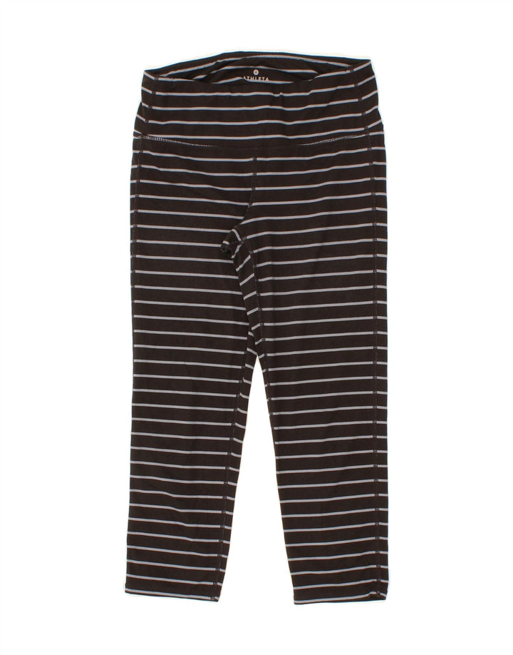 ATHLETA Womens Leggings UK 8 Small  Black Striped Polyester Vintage Athleta and Second-Hand Athleta from Messina Hembry 