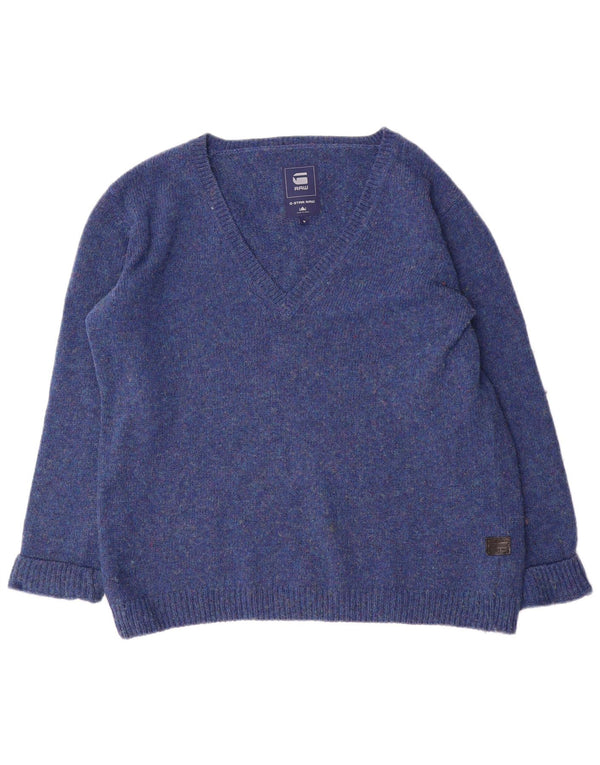 Maglione maglione con scollo a V da donna G-Star UK 14 Blu medio screziato
