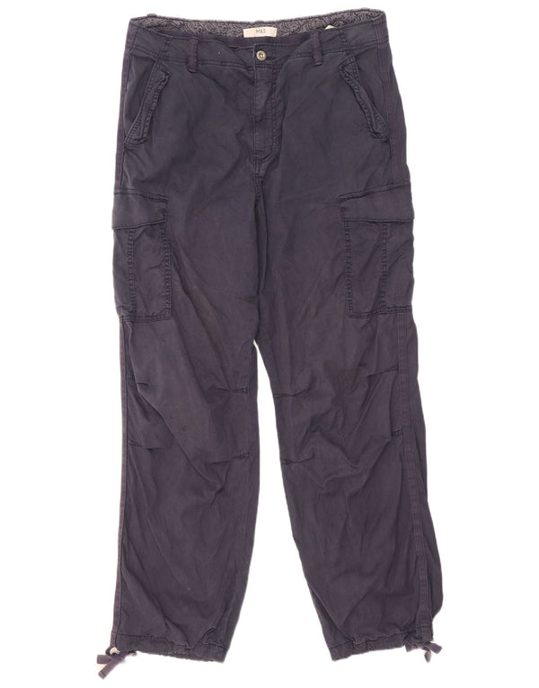 Pantaloni cargo dritti a vita alta da donna Marks & Spencer W34 L31 Blu navy