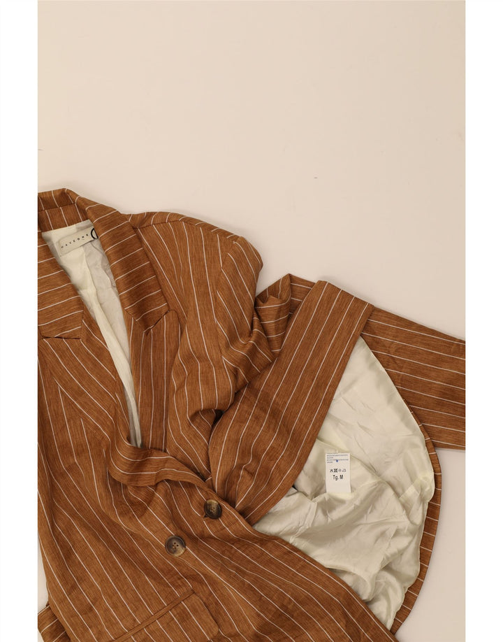 HAVEONE Womens Double Breasted Blazer Jacket UK 14 Medium Brown Pinstripe Vintage Haveone and Second-Hand Haveone from Messina Hembry 