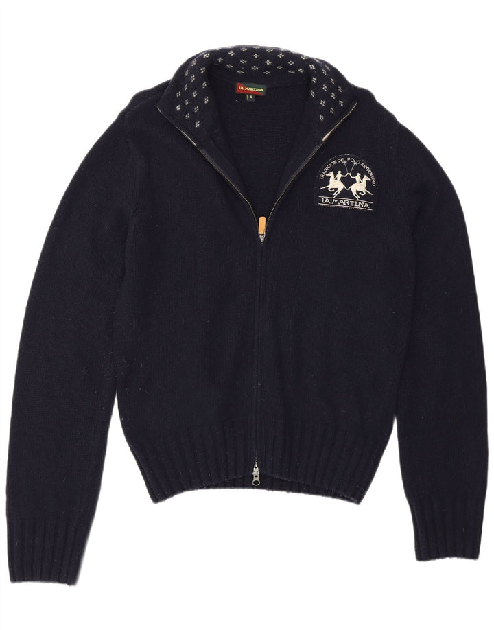 Maglione cardigan da uomo La Martina piccolo blu navy in lana vergine