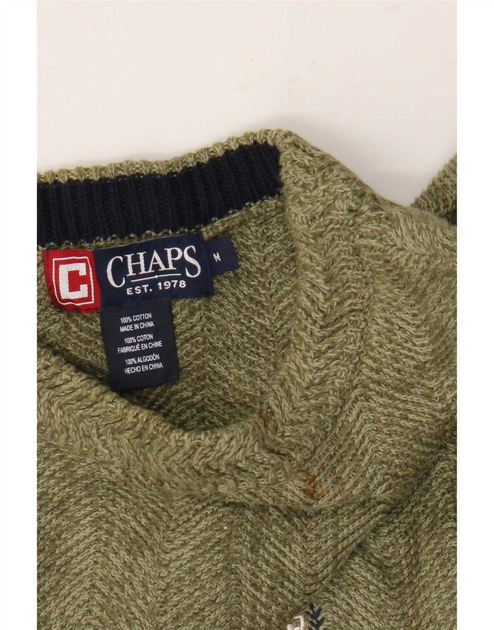 Chaps Uomo Maglione girocollo vestibilità ampia girocollo in cotone mélange color kaki medio